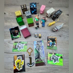 Minecraft Mini Lot Animals People Blocks Keychains Stickers and more